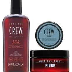 American Crew Classic 3-in-1 Shampoo & Fiber Cream Duo Bundle