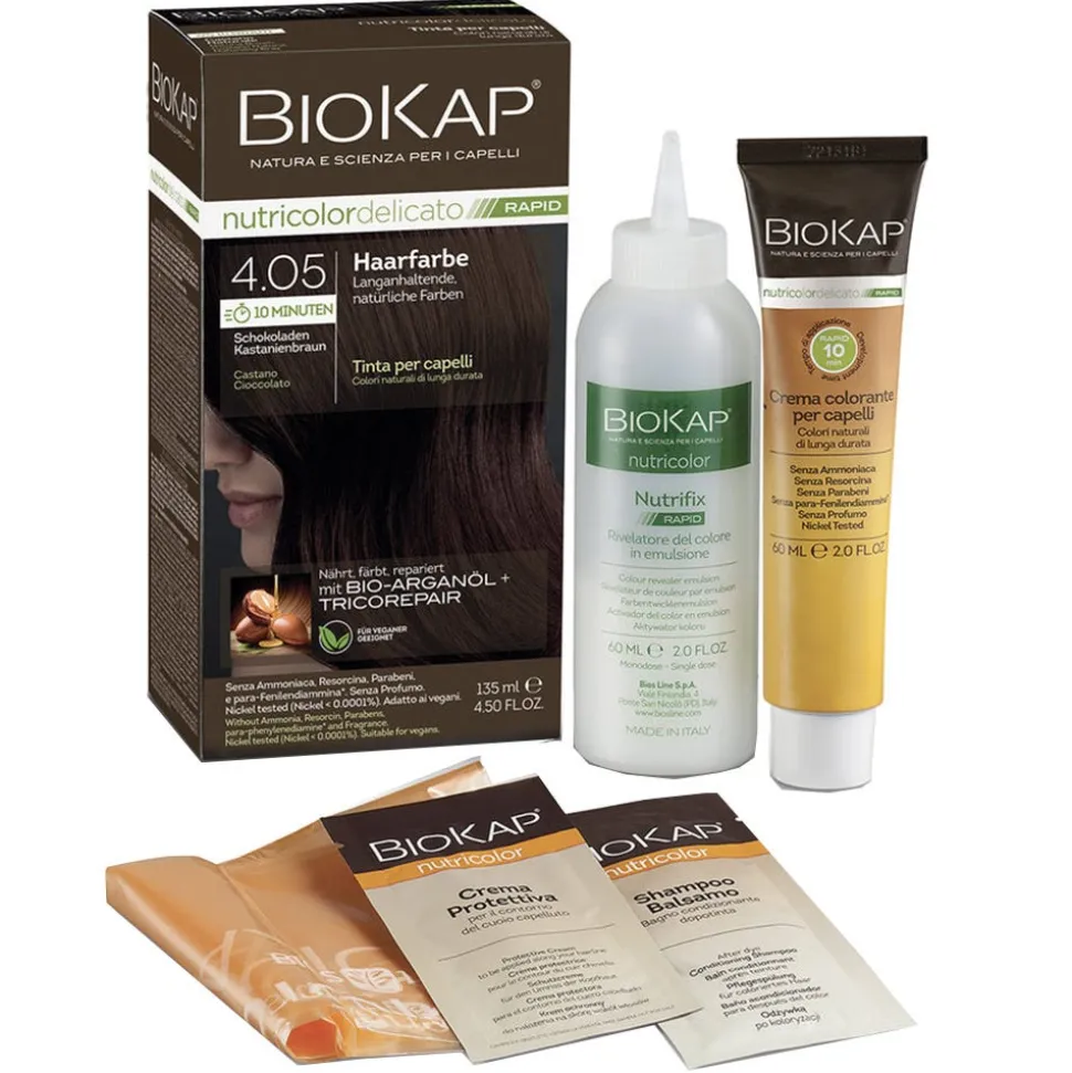 BIOKAP Haarfarbe Nutricolor Delicato Rapid Schokoladen Kastanienbraun 4.05 135 ml