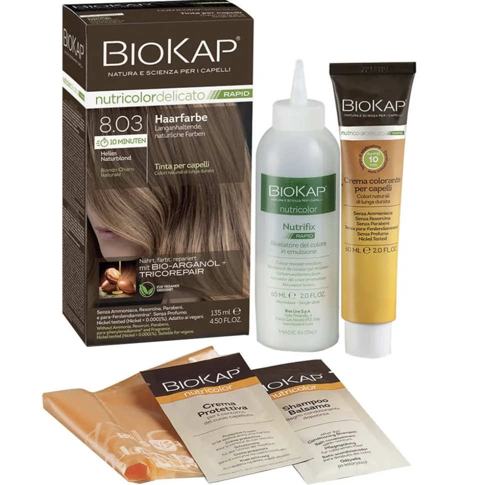 BIOKAP Haarfarbe Nutricolor Delicato Rapid Helles Naturblond 8.03 135 ml