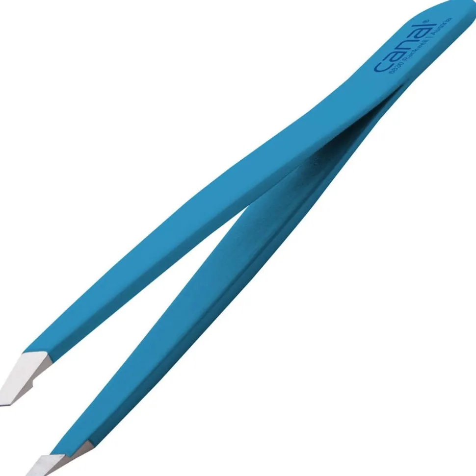 Canal Haarpinzette gerade blau rostfrei 95 mm