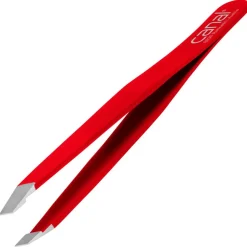 Canal Haarpinzette schräg rot rostfrei 95 mm