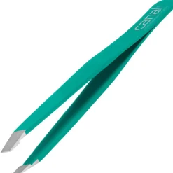 Canal Haarpinzette schräg grün rostfrei 95 mm