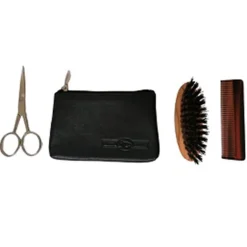 Golddachs Bartset im Lederetui