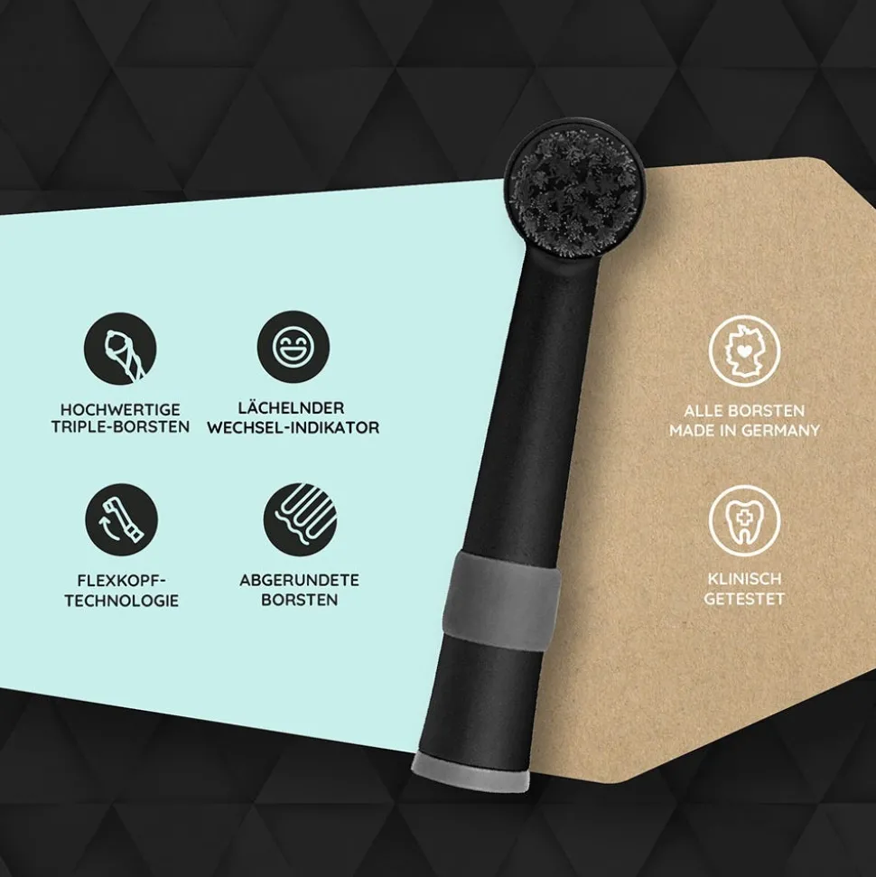 Happybrush Aufsteckbürsten Eco R2 All Black