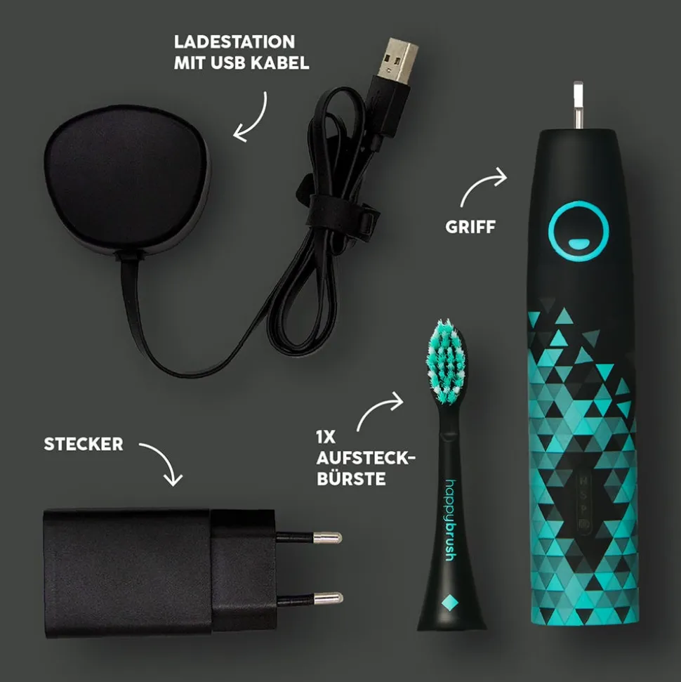 Happybrush ECO Vibe 3 Schwarz/Mint