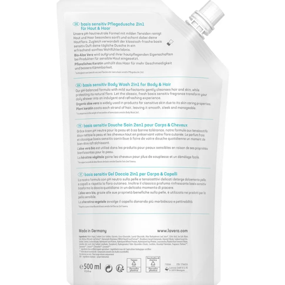Lavera Basis Sensitiv Pflegedusche 2 in 1 Nachfüllbeutel 500 ml