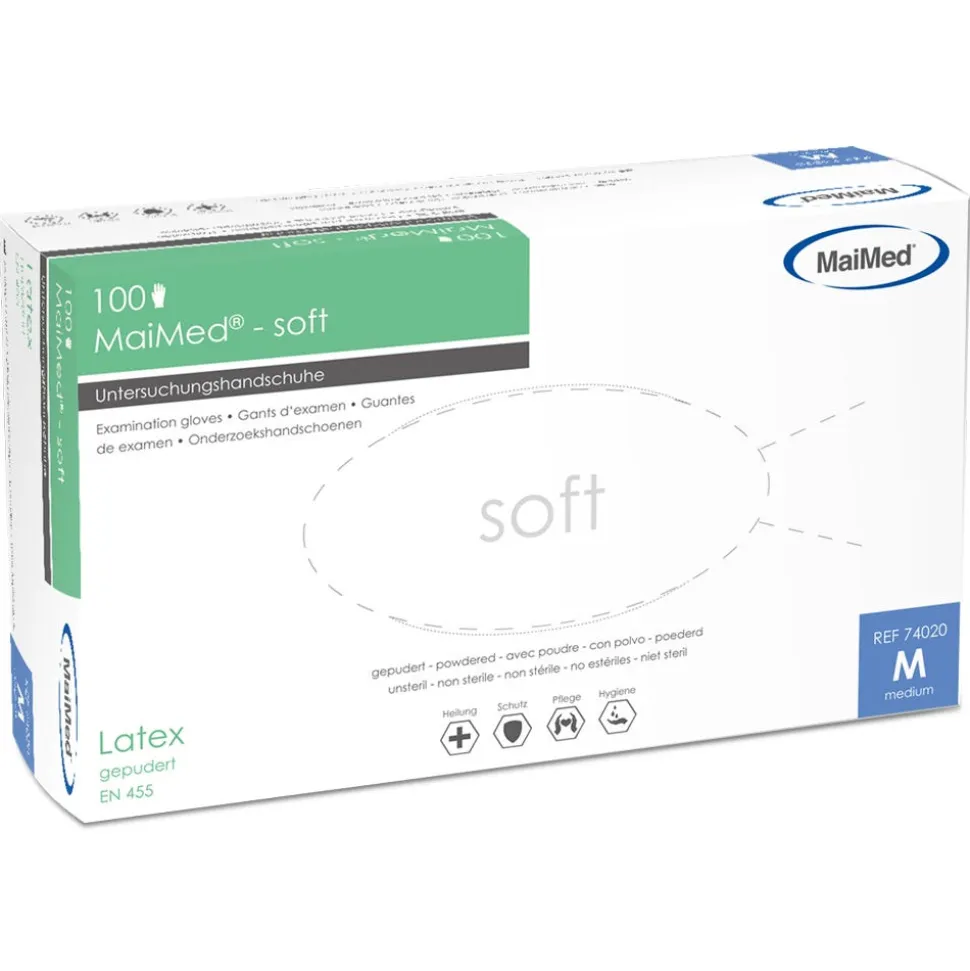 MaiMed Latexhandschuhe Weiß 100 Stück Gr. M