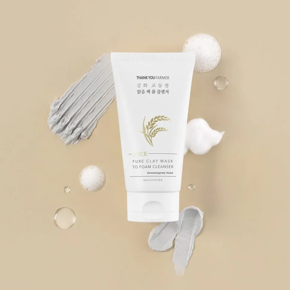 Thank You Farmer Rice Pure Clay Mask to Foam Cleanser 150 ml