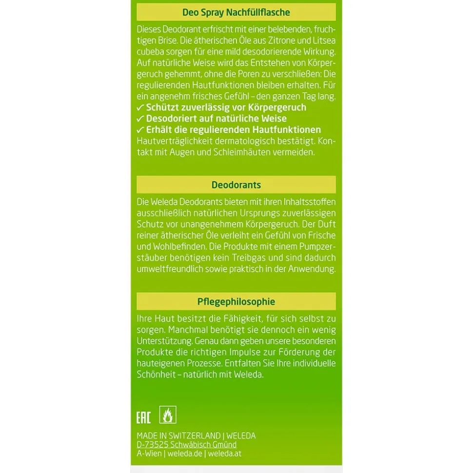 Weleda Citrus Fresh Deo Spray Nachfüllflasche 200 ml